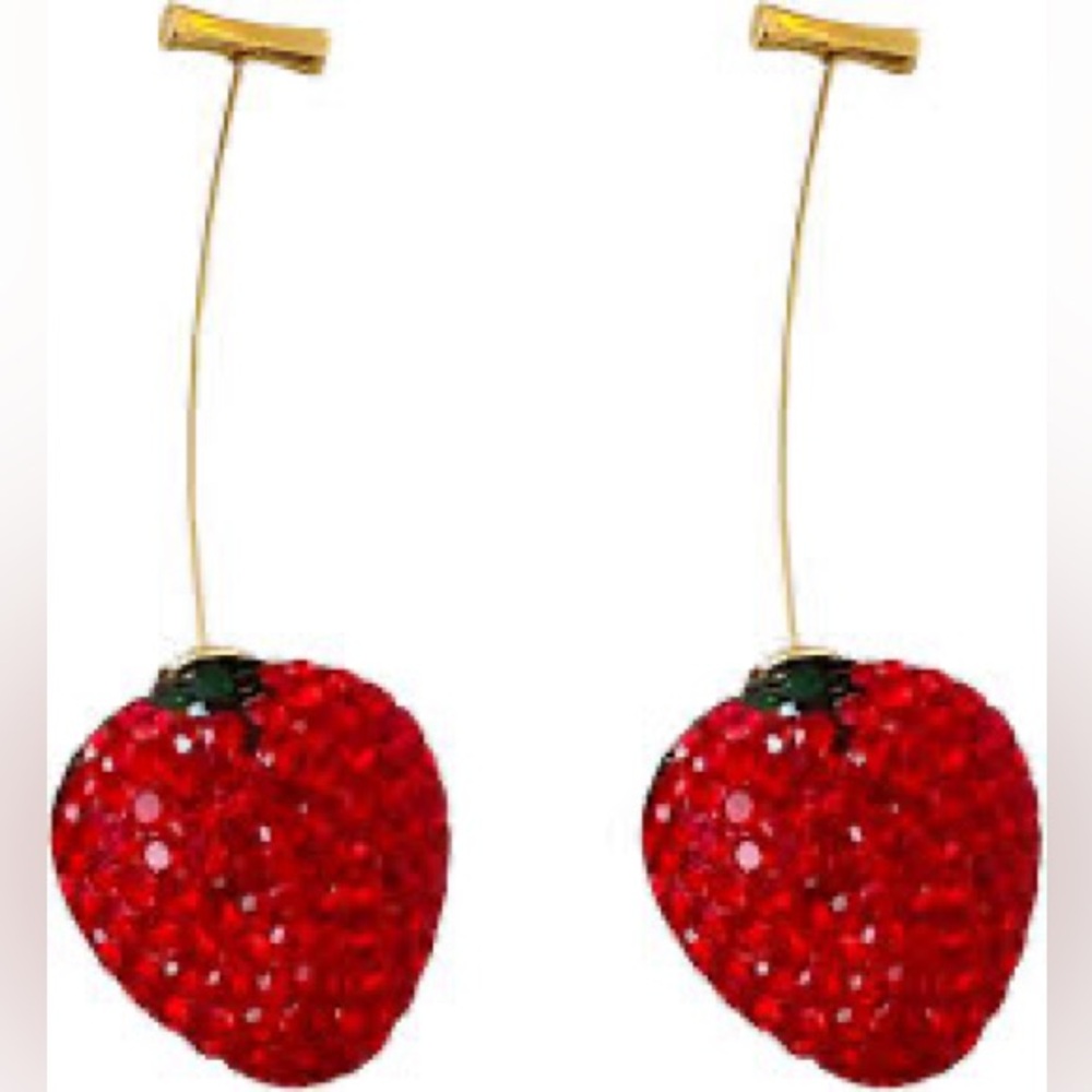 Natasha Couture Red and Gold rhinestone Strawberry Earrings
